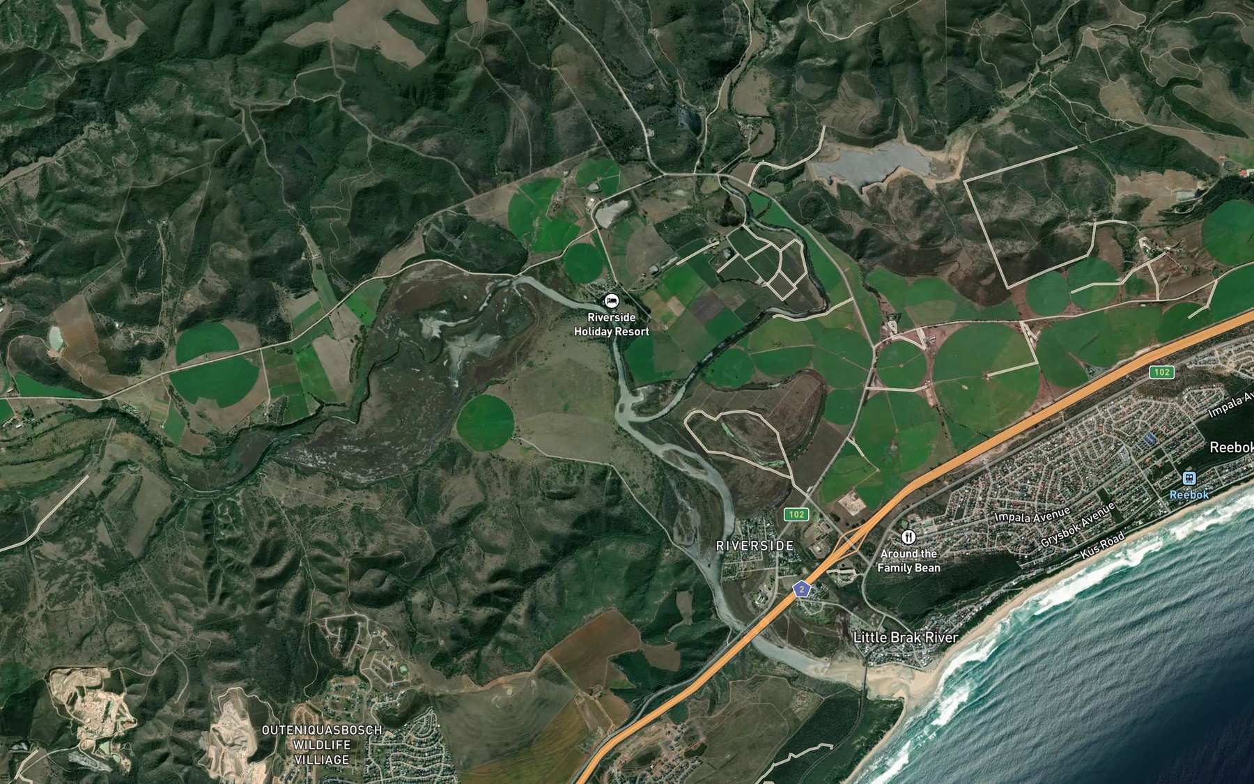 Satellite map of the Brandwagrivier