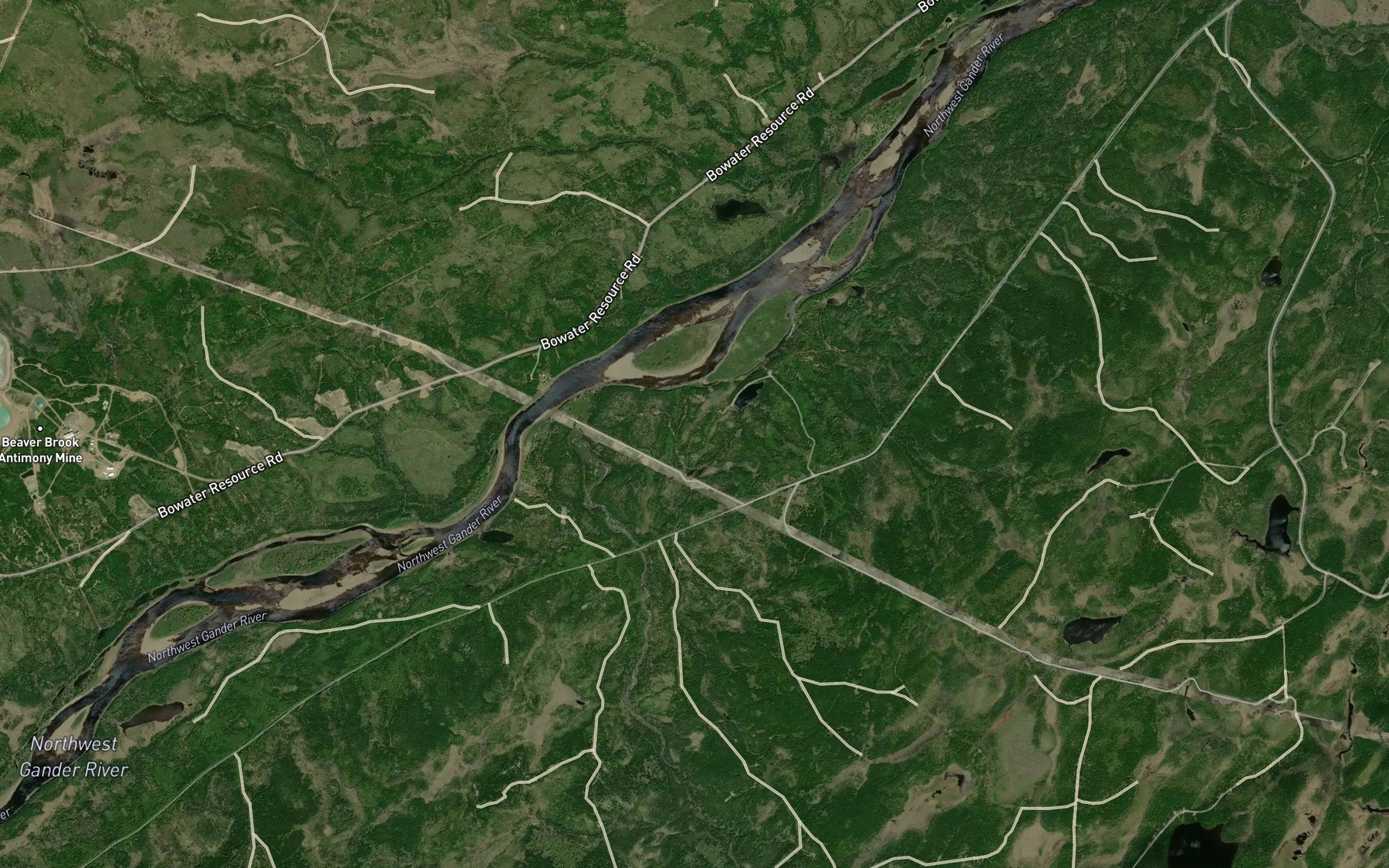 Satellite map of the Greenwood Brook
