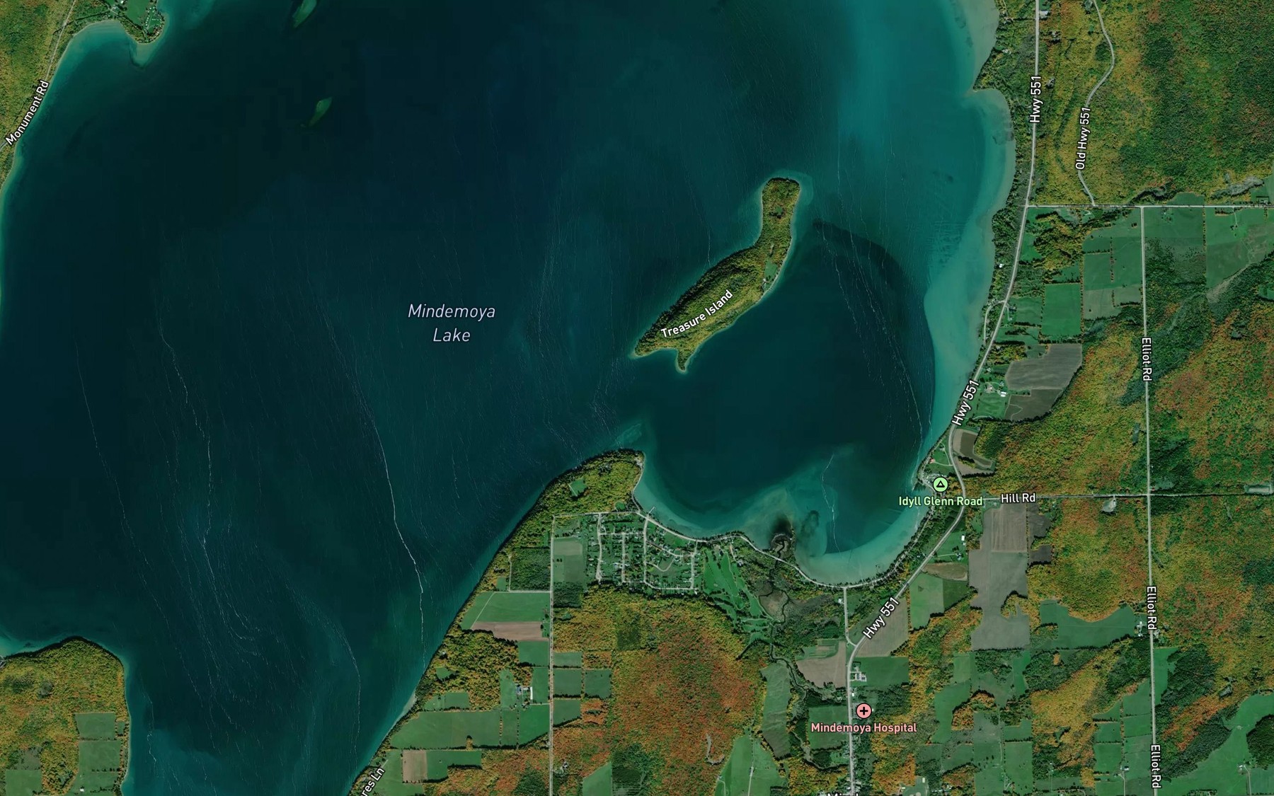 Satellite map of the Whitefish Channel
