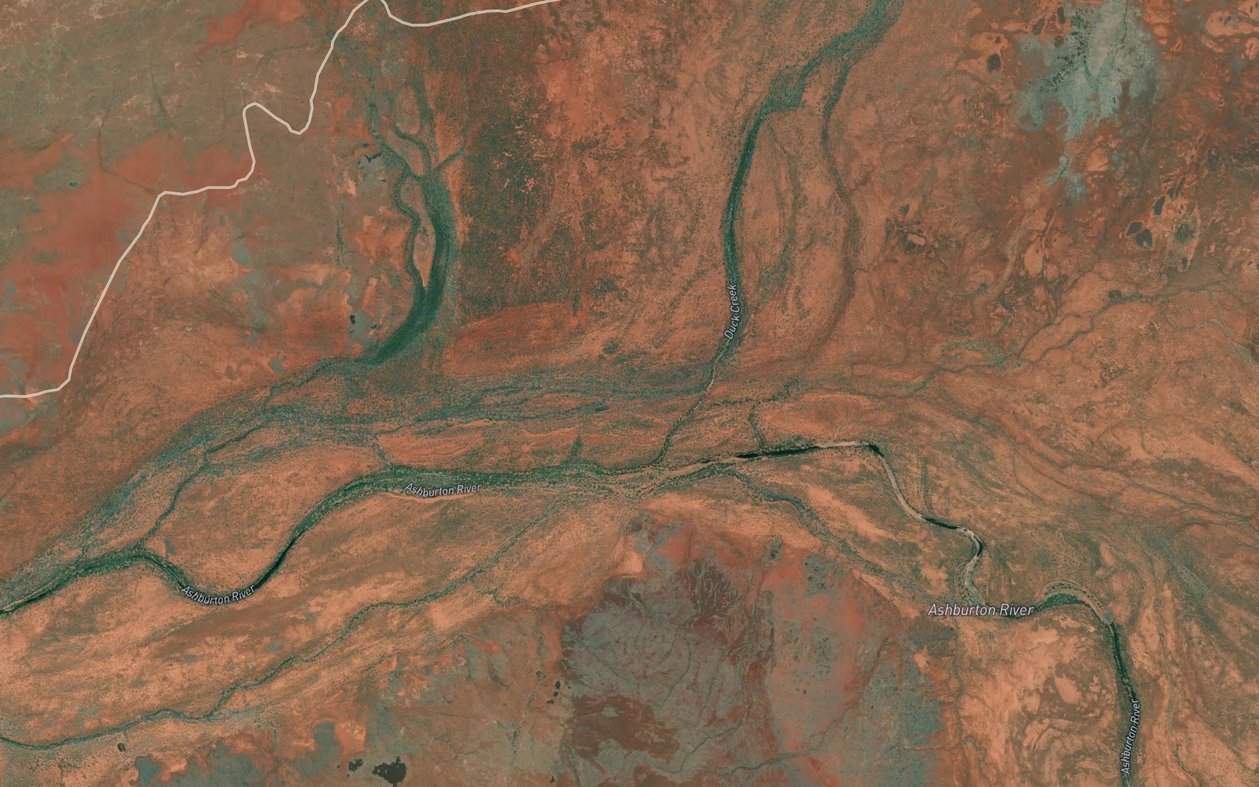 Satellite map of the Duck Creek