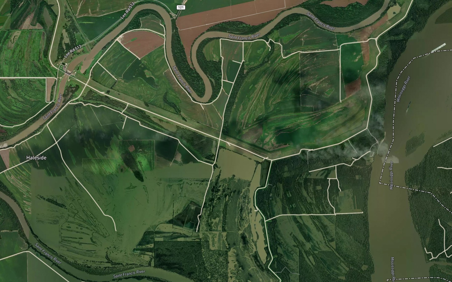 Satellite map of the Sandy Bayou