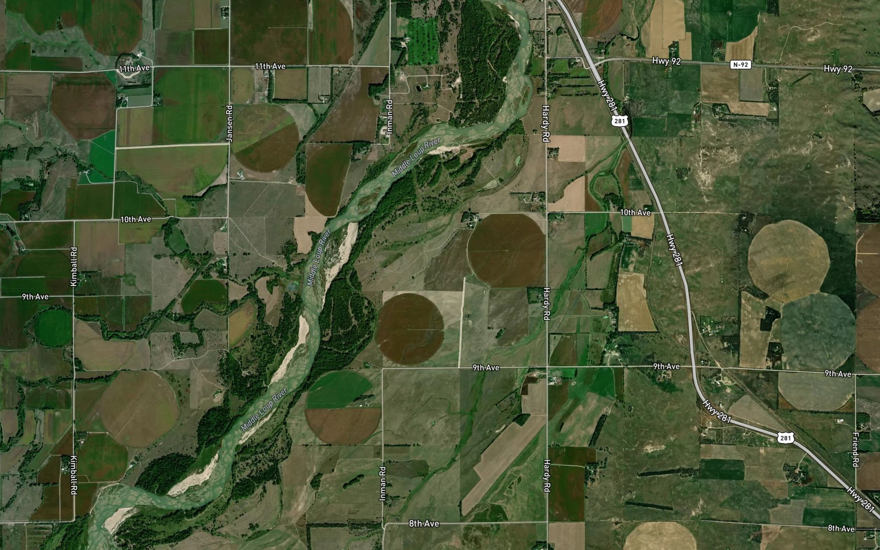 Satellite map of the Turkey Creek