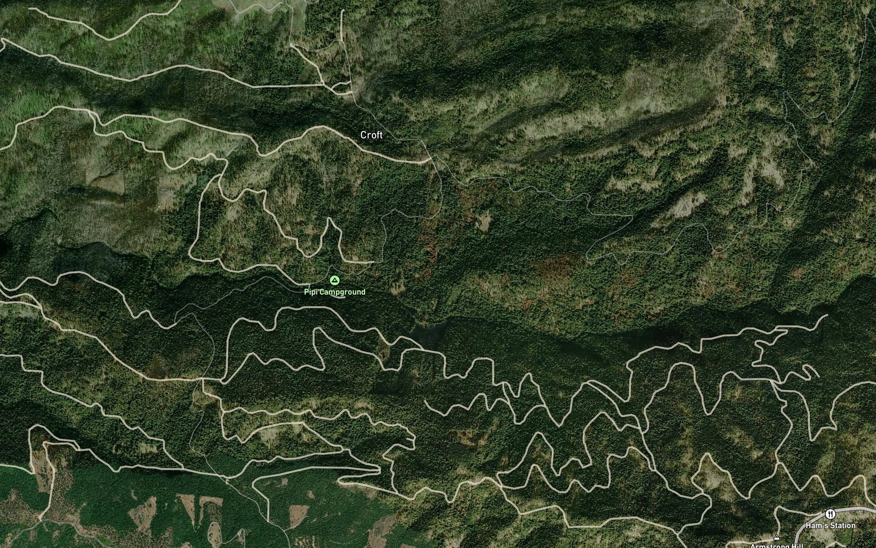 Satellite map of the Pi-Pi Creek