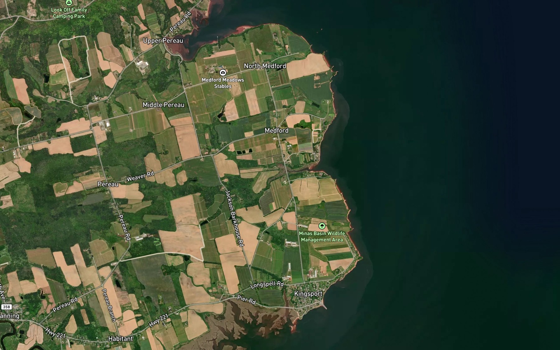 Satellite map of the Bass Creek Brook