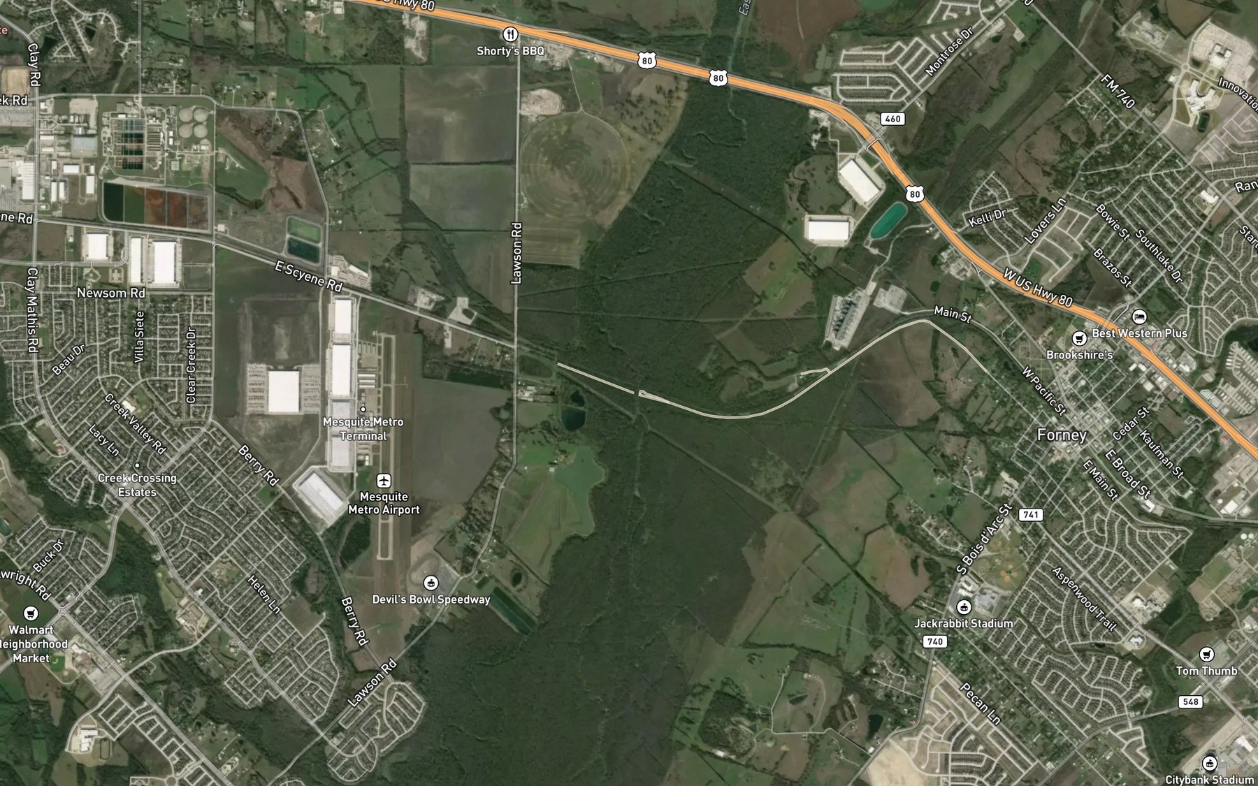 Satellite map of the Long Creek