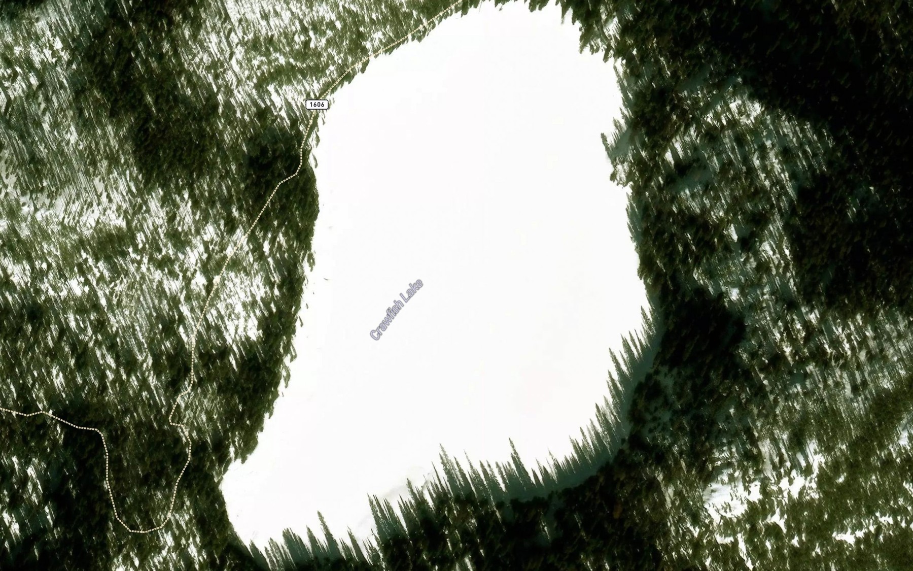 Satellite map of the Crawfish Lake