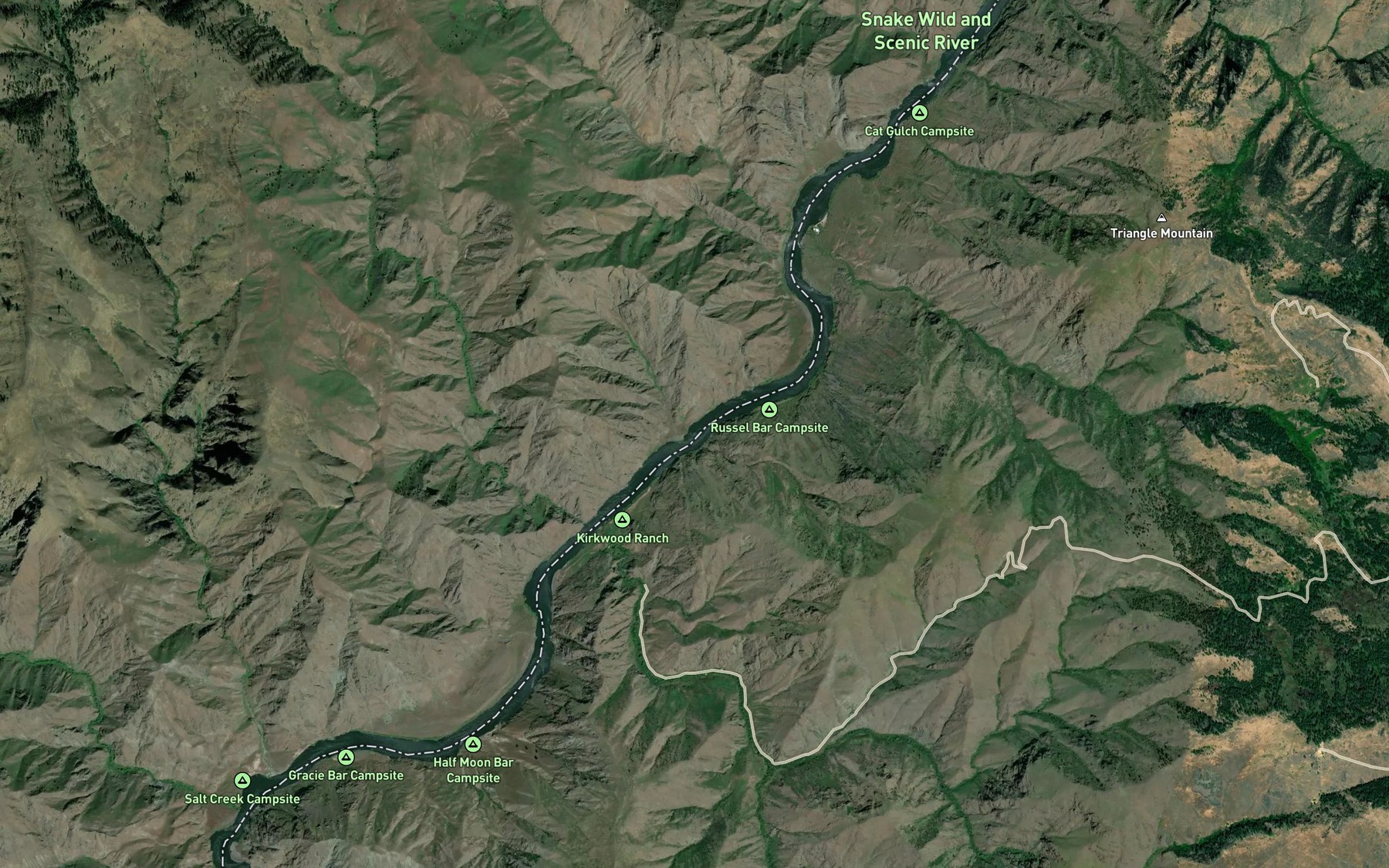 Satellite map of the Yankee Bar Rapids