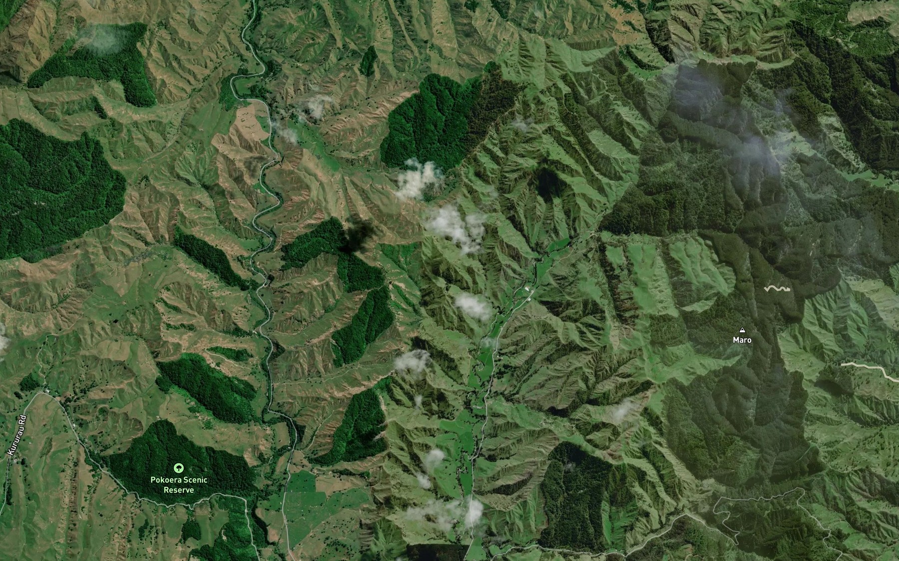 Satellite map of the Whakamaro Stream