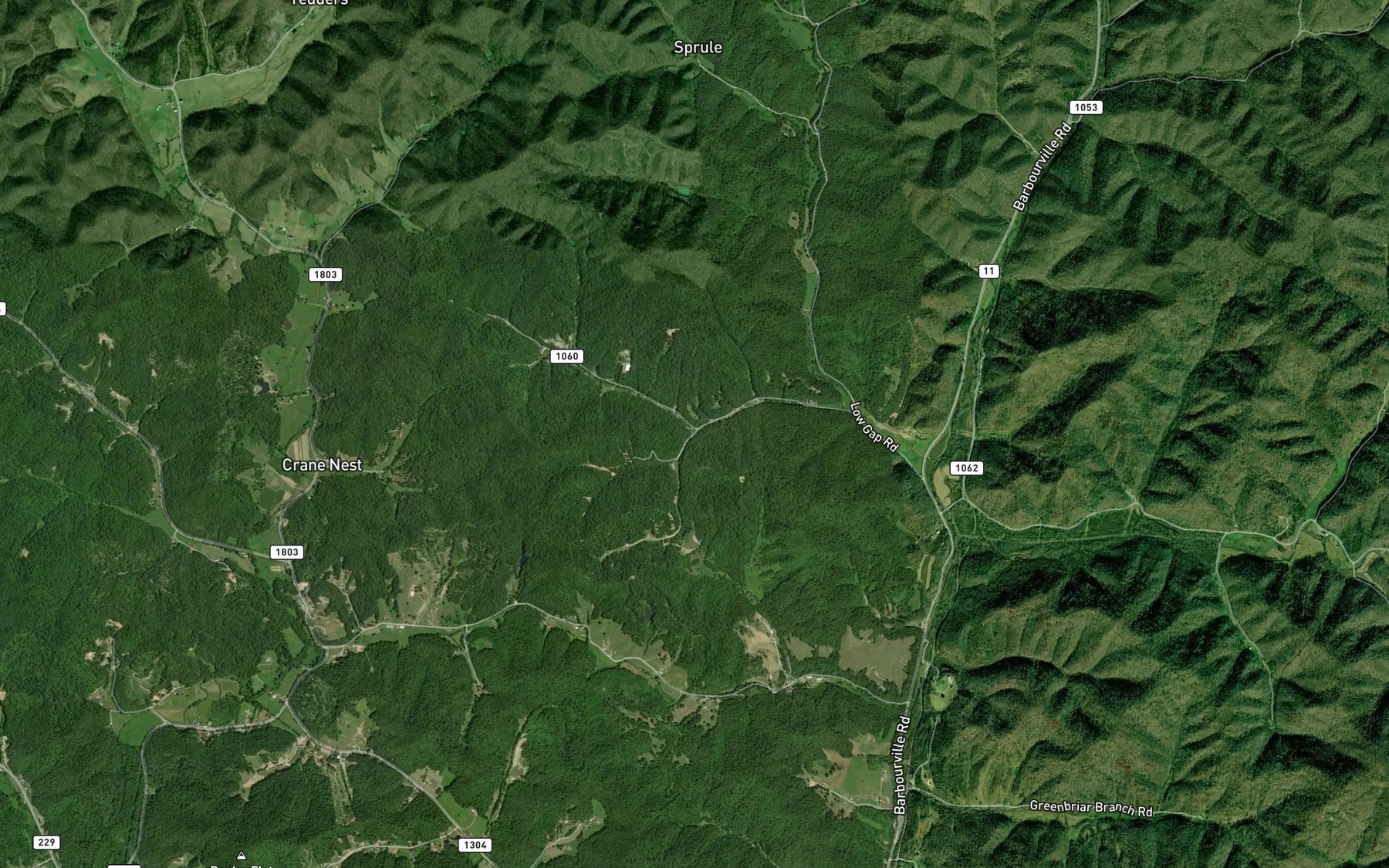 Satellite map of the Mattingly Branch