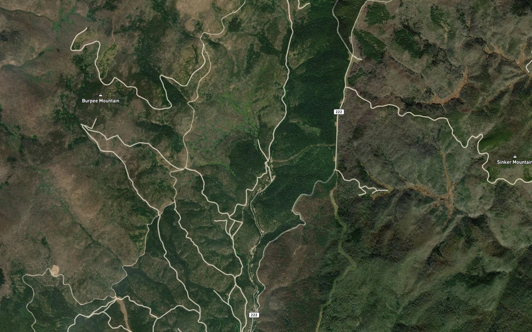 Satellite map of the Horse Flat Creek