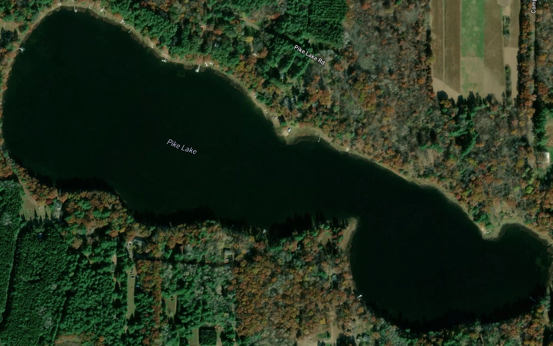 Satellite map of the Pike Lake