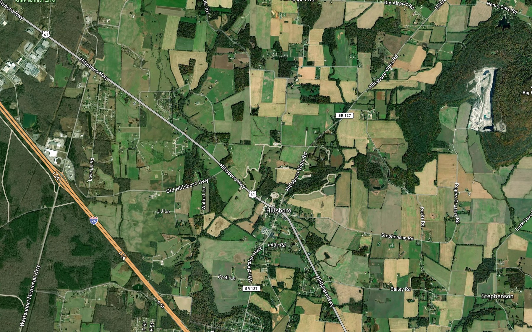 Satellite map of the Pond Spring