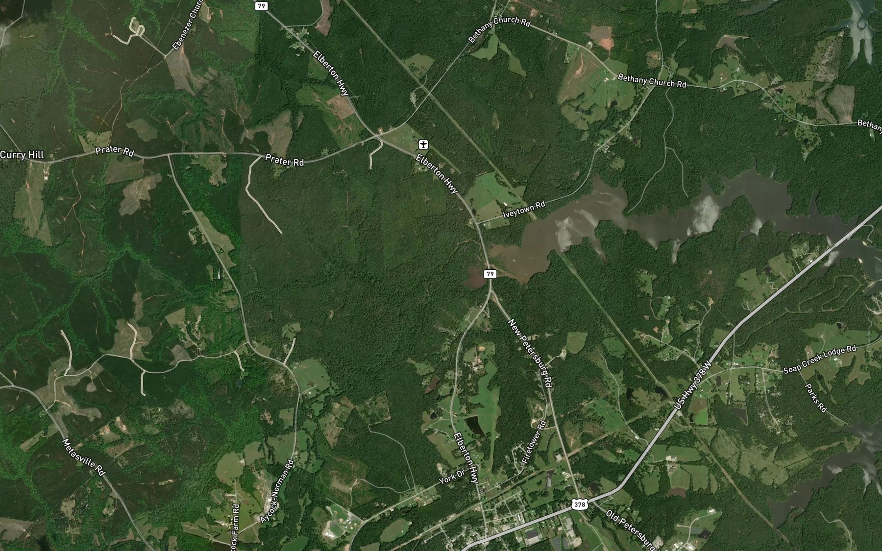 Satellite map of the Curry Creek