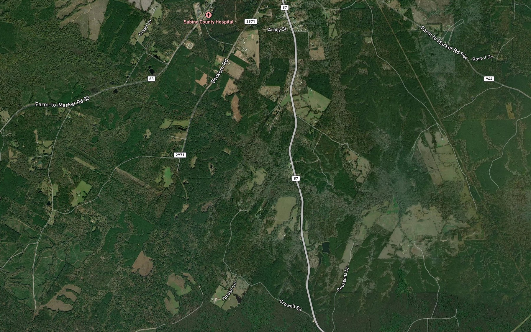 Satellite map of the Travis Branch