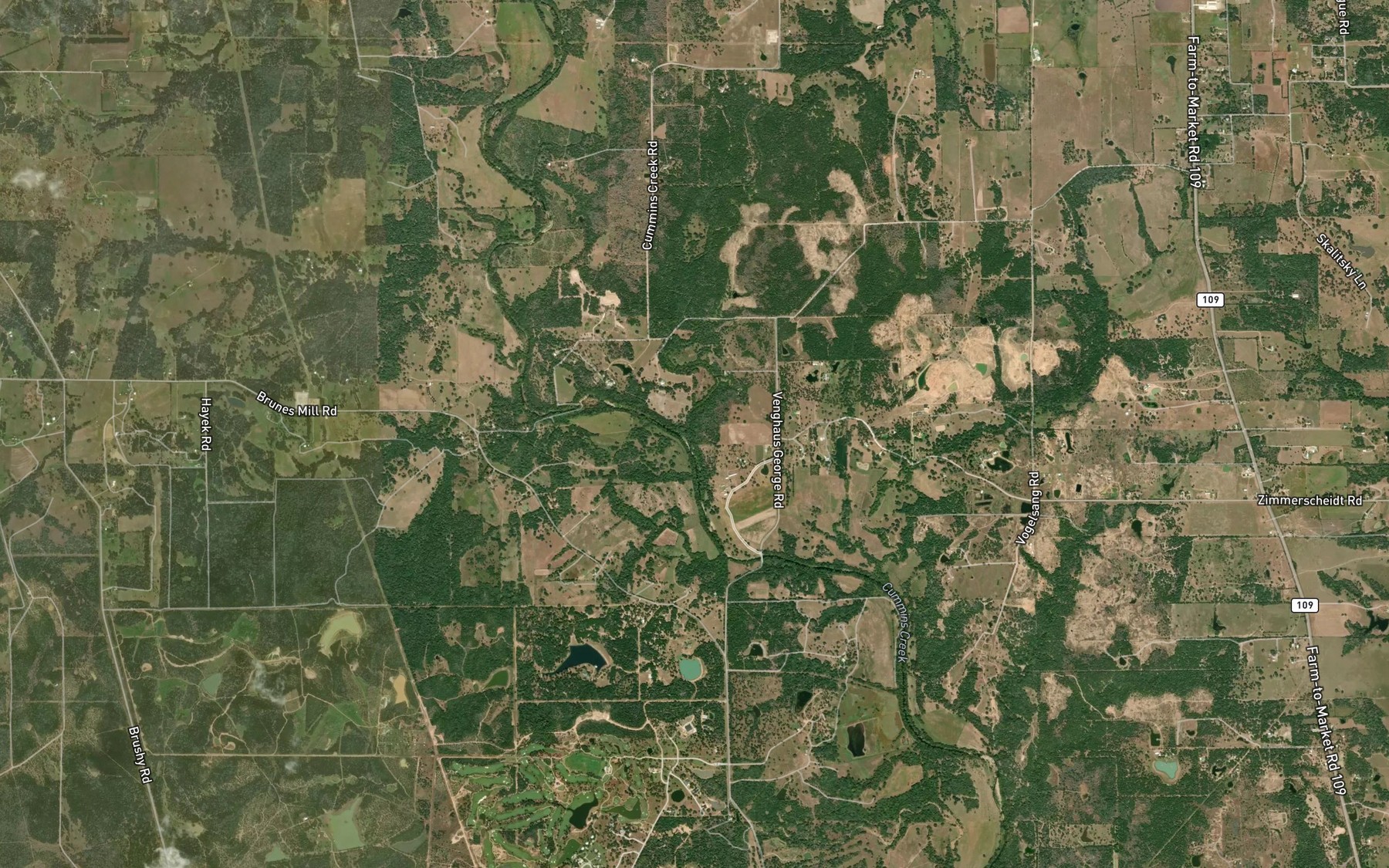Satellite map of the Piper Creek