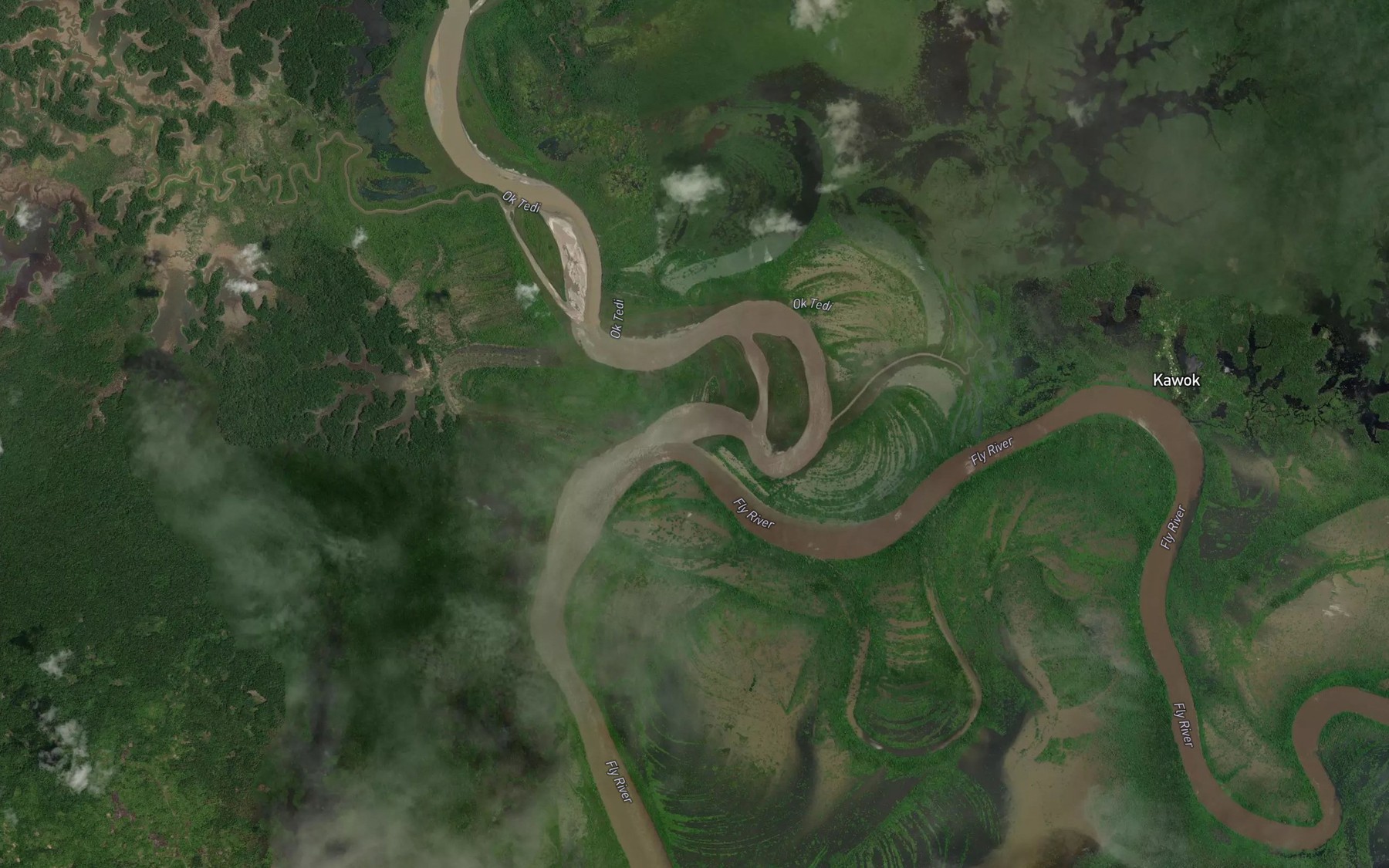 Satellite map of the Alice River