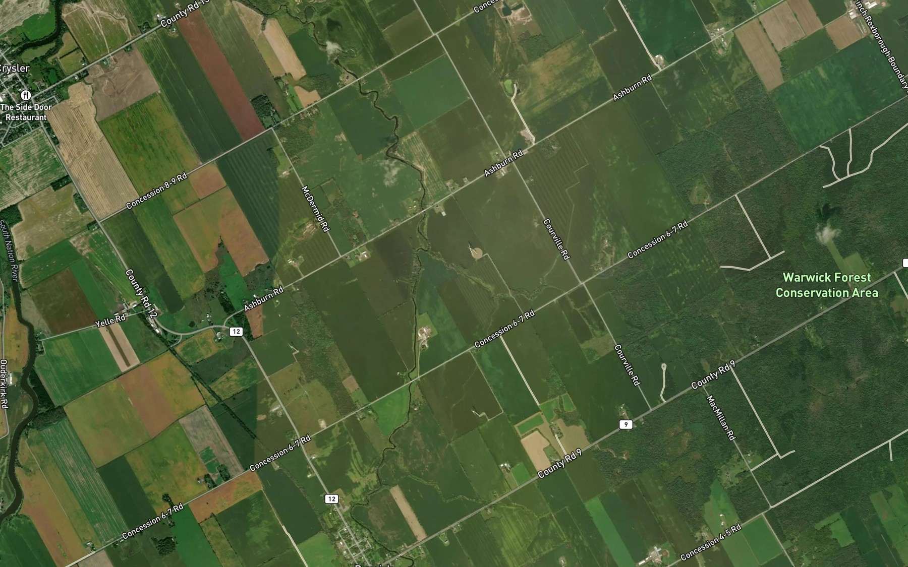 Satellite map of the Duff Creek