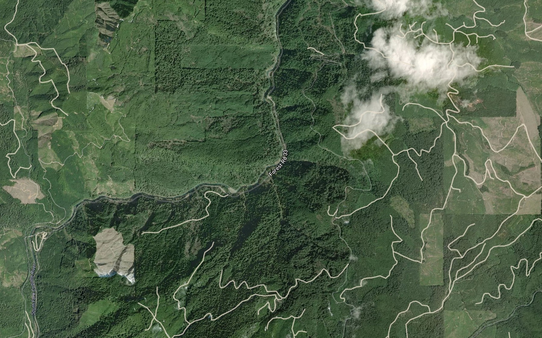 Satellite map of the Delta Creek
