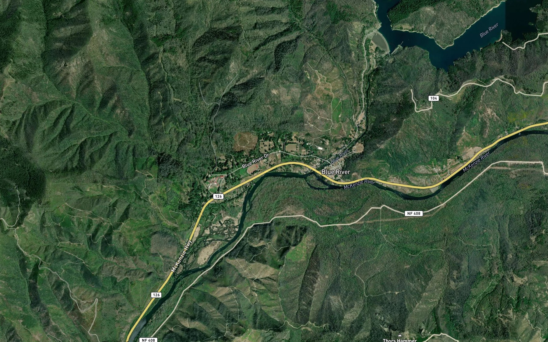 Satellite map of the Sparks Creek