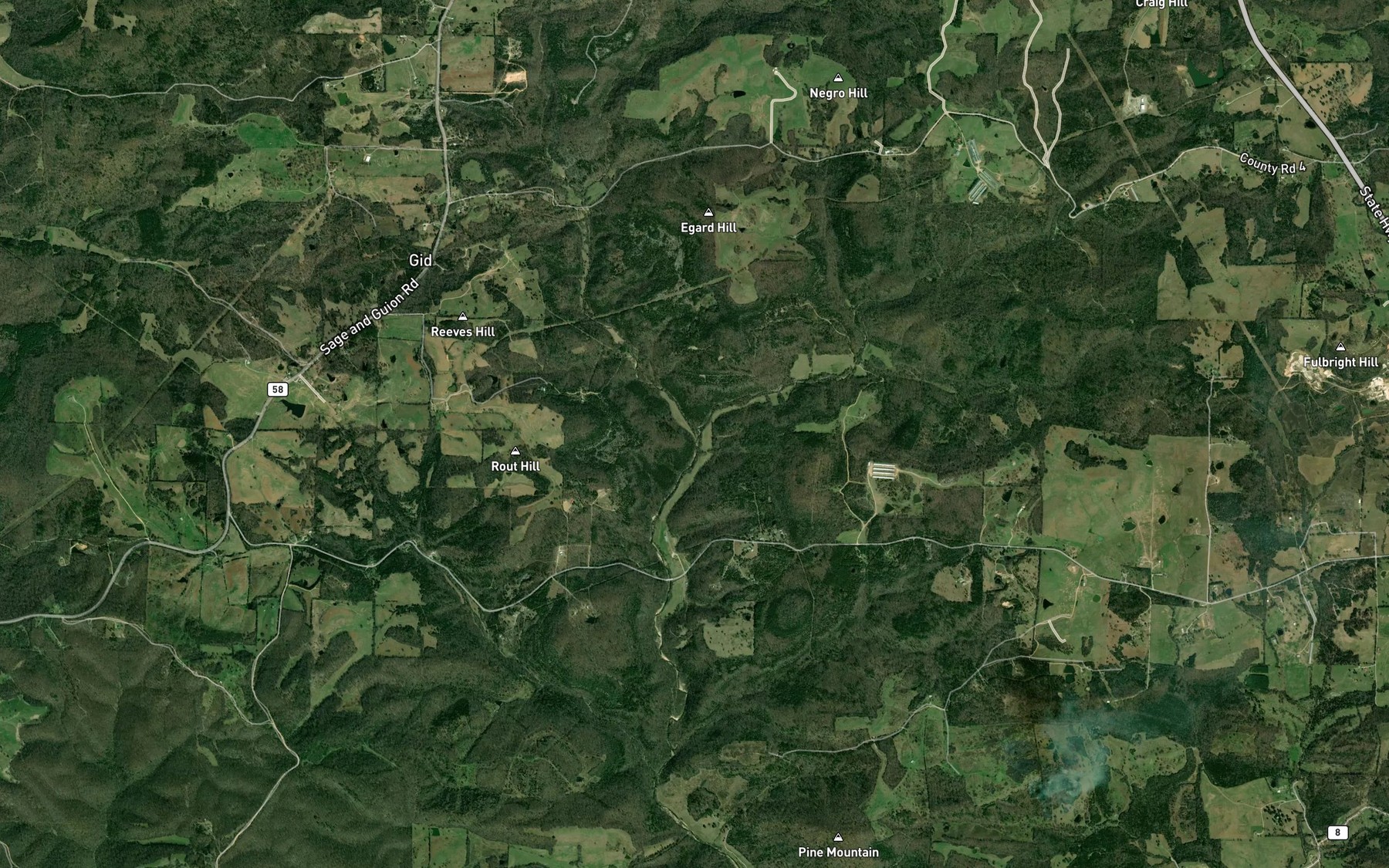 Satellite map of the Brown Creek