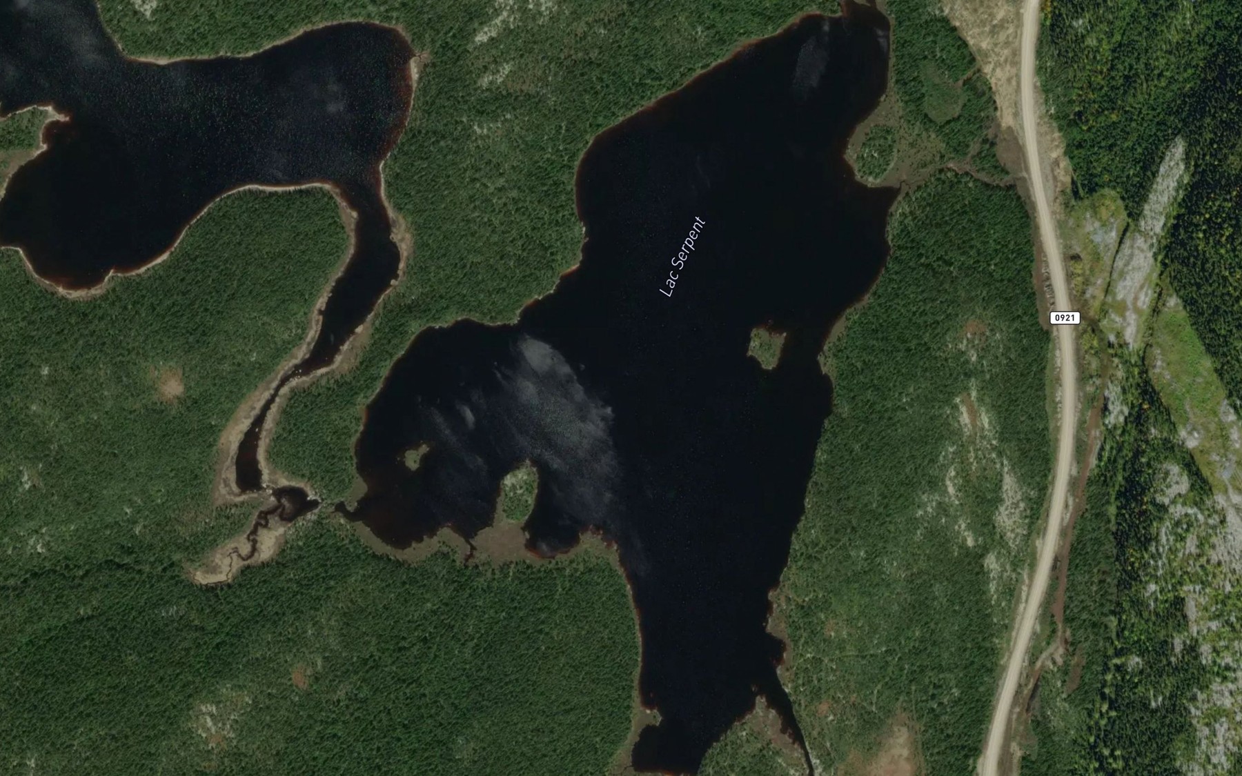 Satellite map of the Lac Serpent