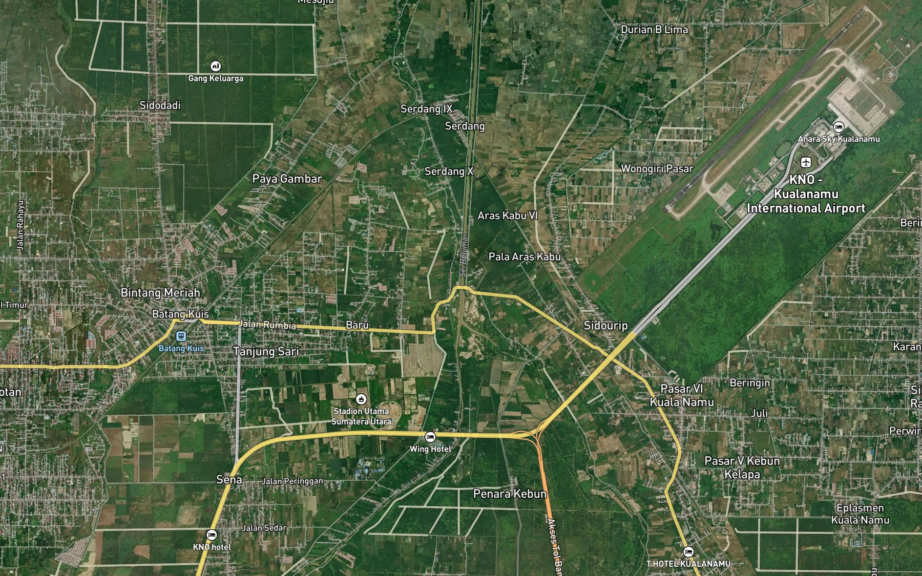 Satellite map of the Sungai Belumai