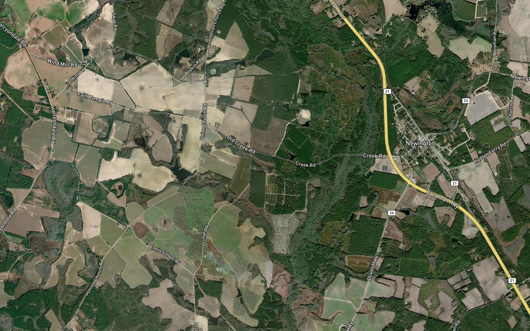 Satellite map of the Newton Pond