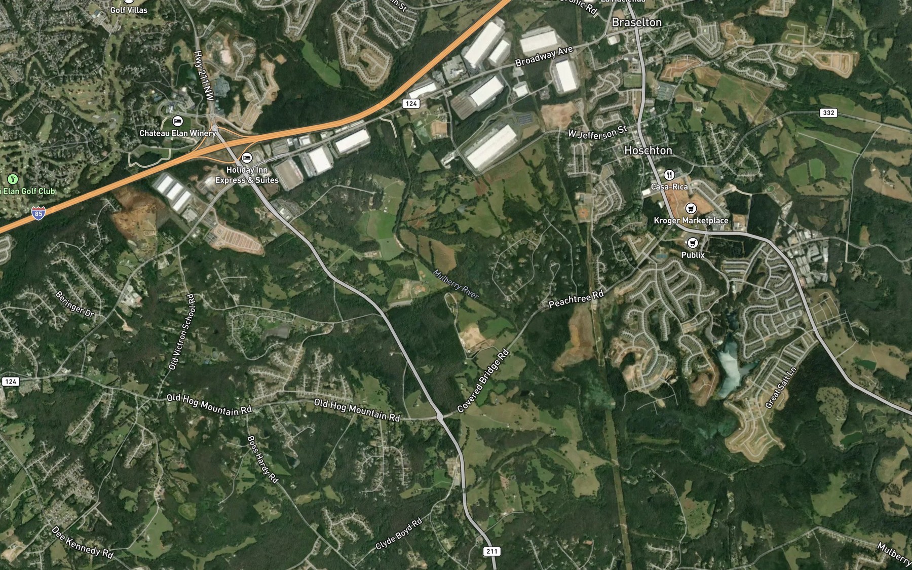 Satellite map of the Harvey Branch
