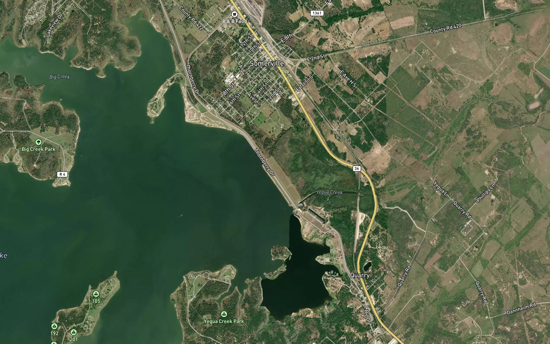 Satellite map of the Somerville Lake