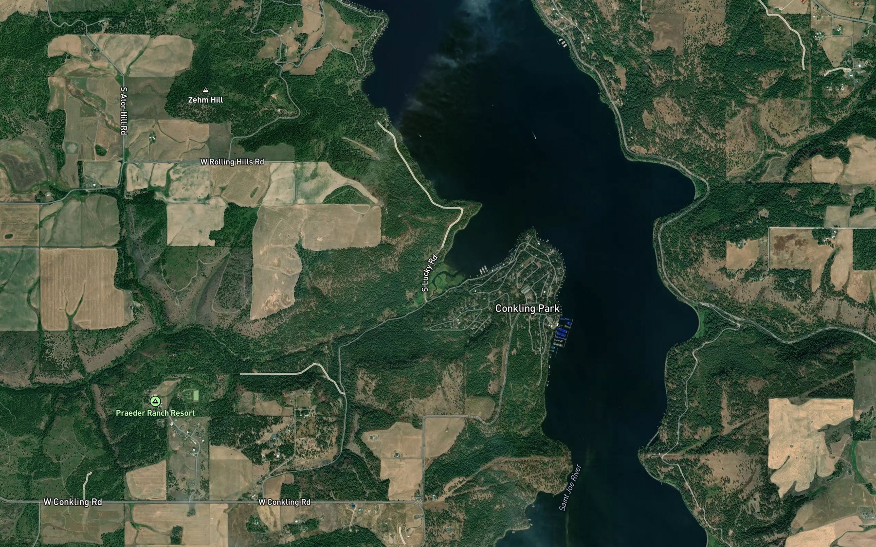 Satellite map of the Squeatah Creek