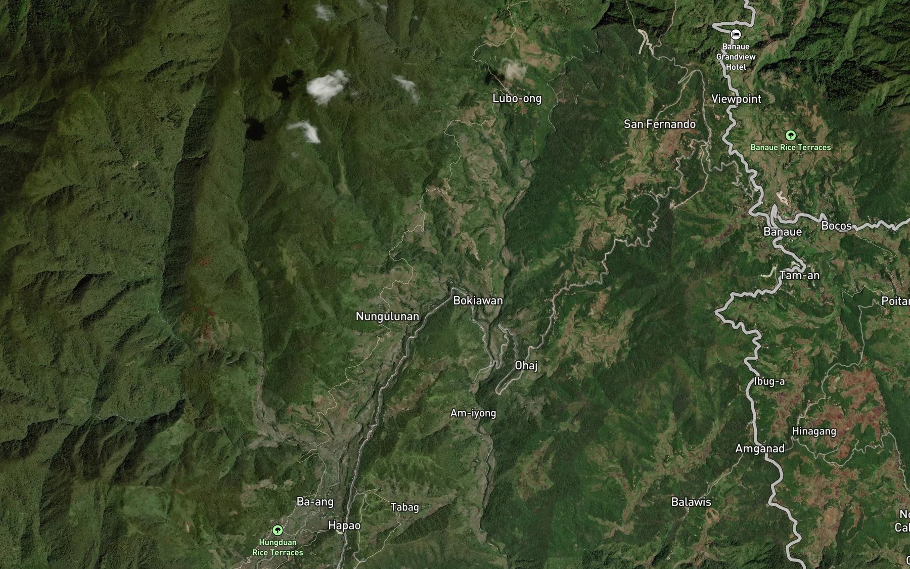 Satellite map of the Sapao River