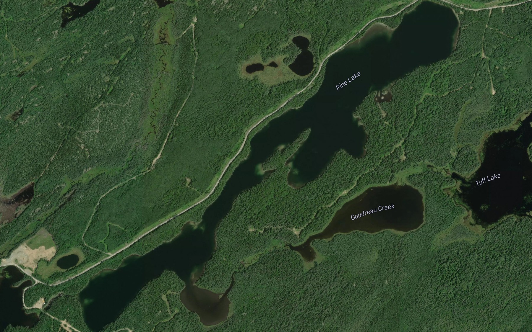 Satellite map of the Pine Lake