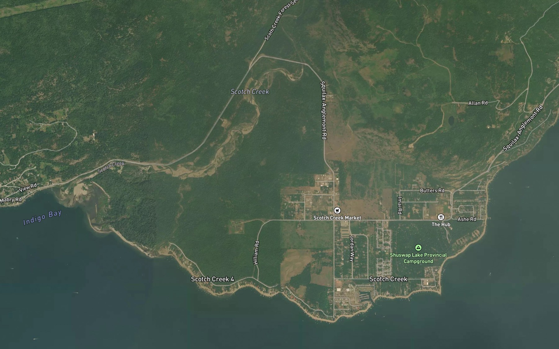 Satellite map of the Ashby Creek