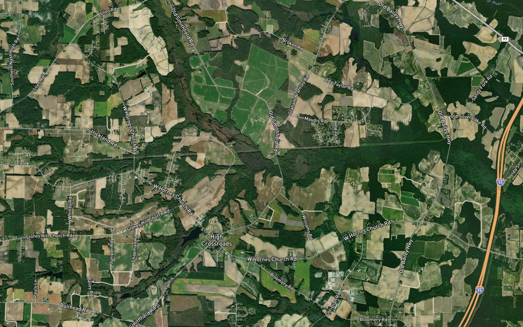 Satellite map of the Beaverdam Creek