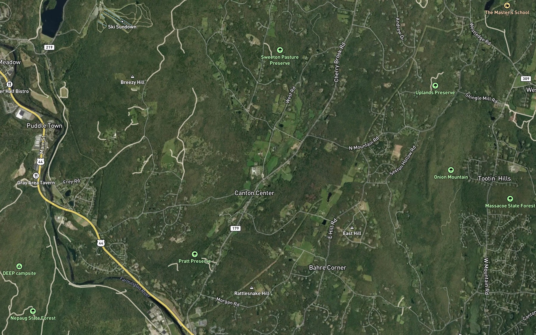 Satellite map of the Barbour Brook
