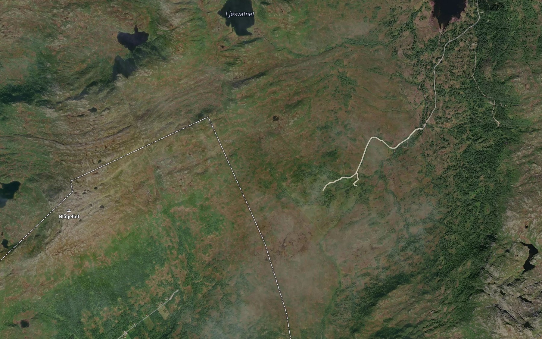 Satellite map of the Hjelmseterbekken