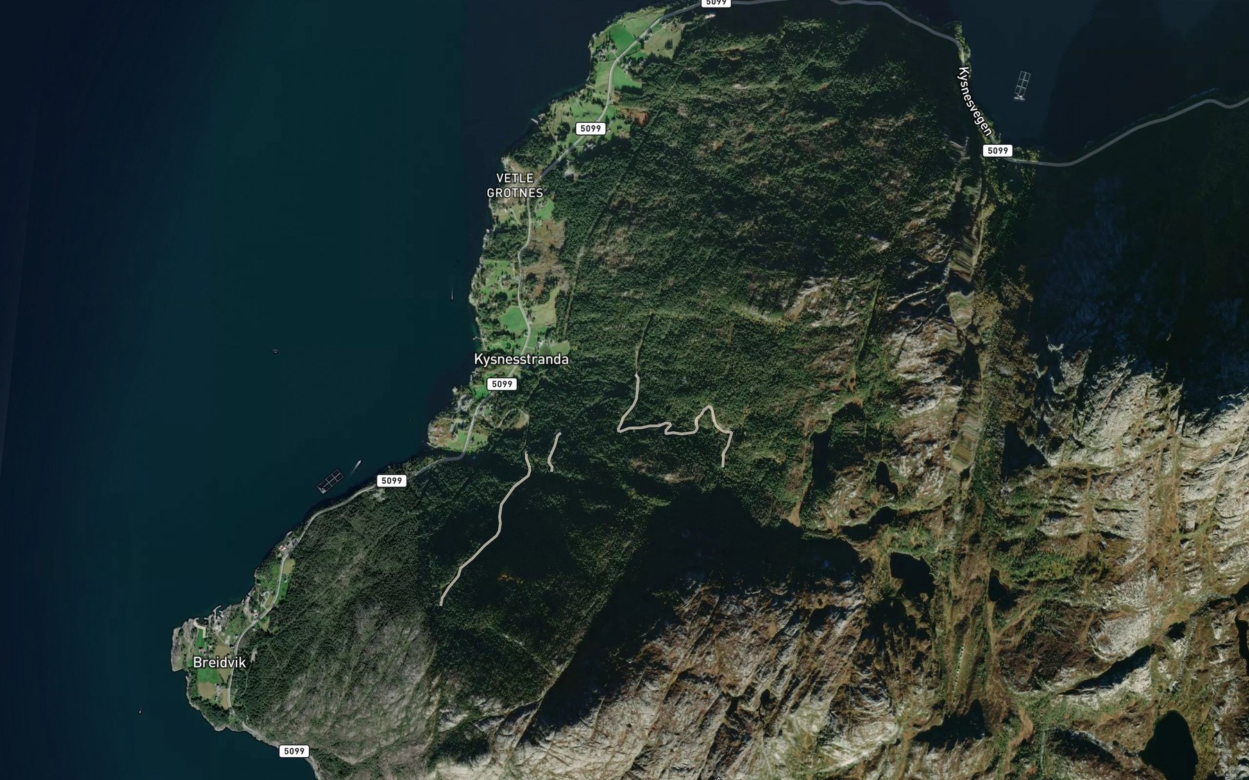 Satellite map of the Kysneselva