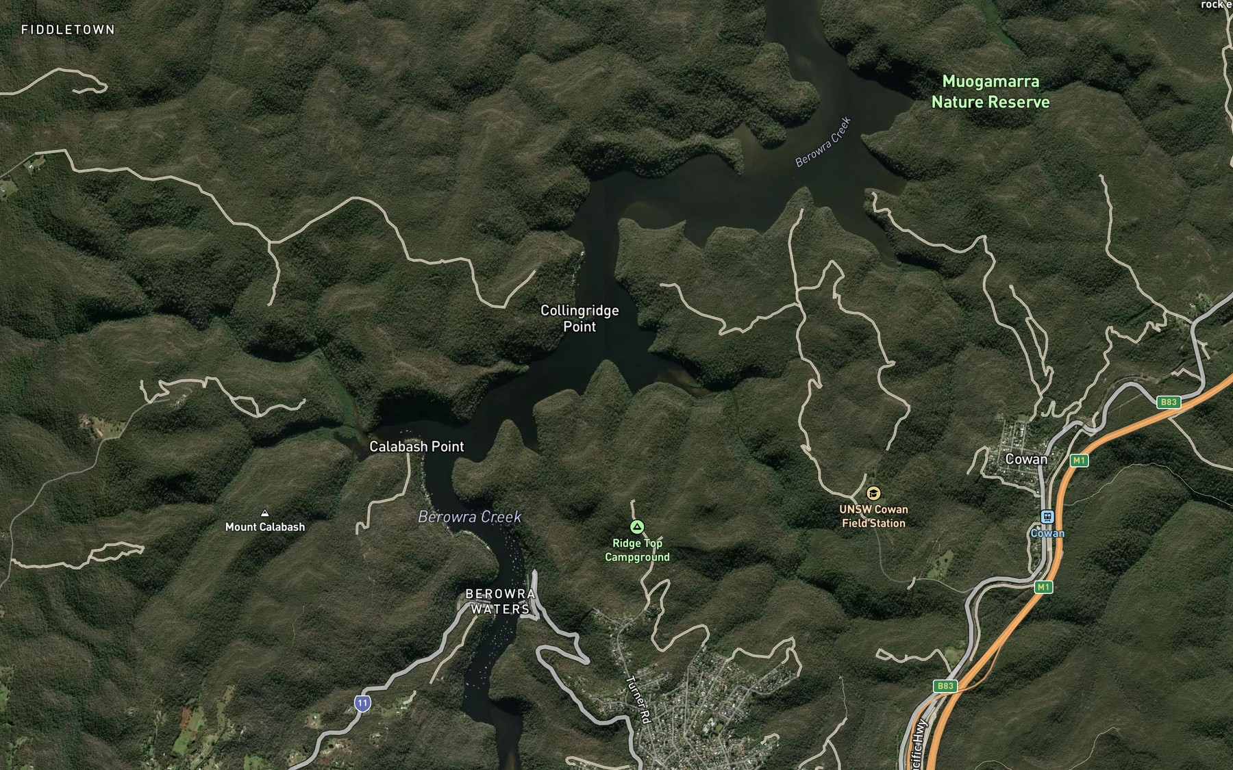 Satellite map of the Joe Crafts Creek