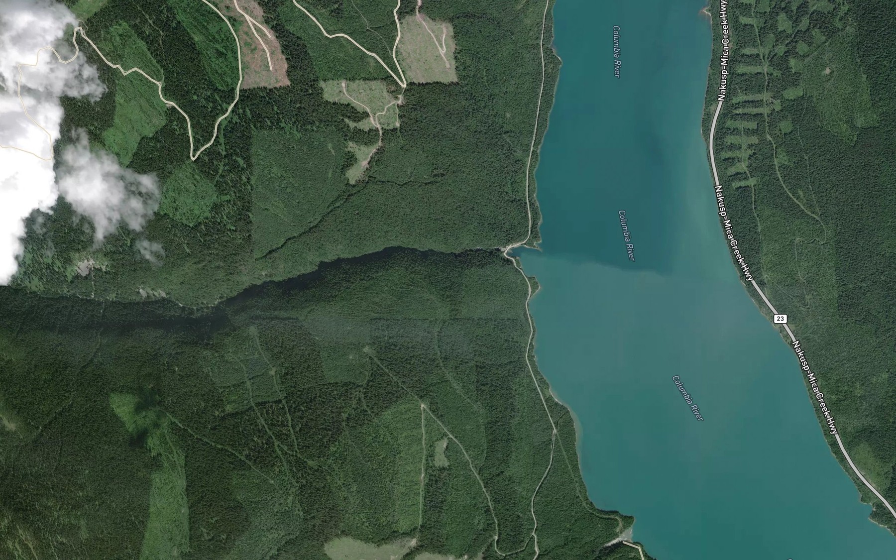 Satellite map of the Seymour Creek