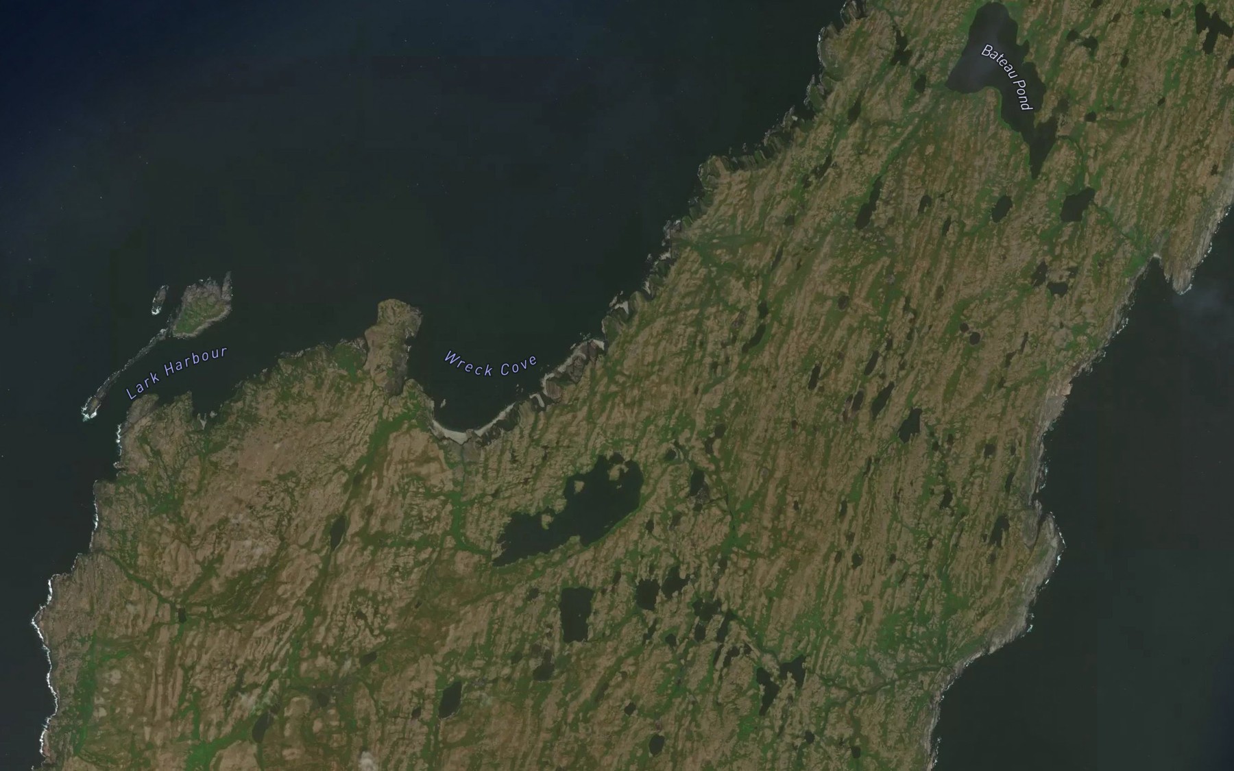 Satellite map of the Three Islands Pond