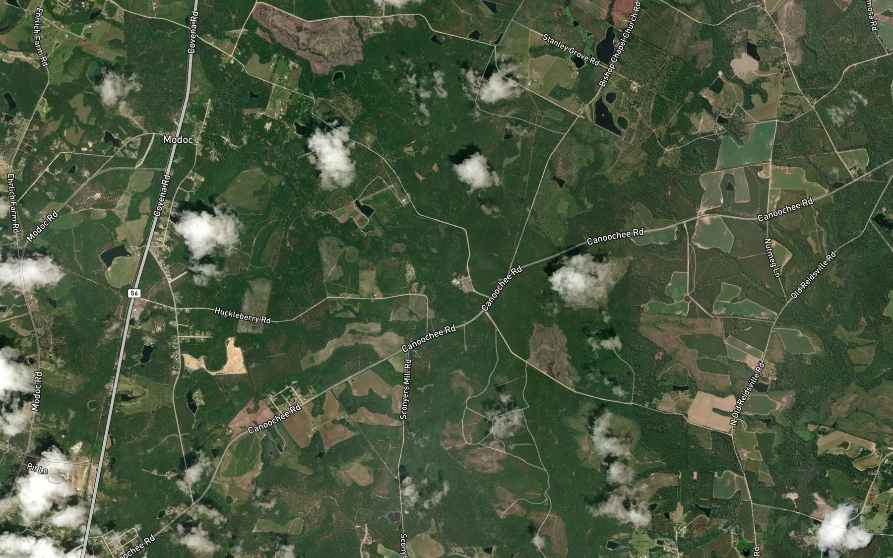 Satellite map of the South Prong Canoochee Creek