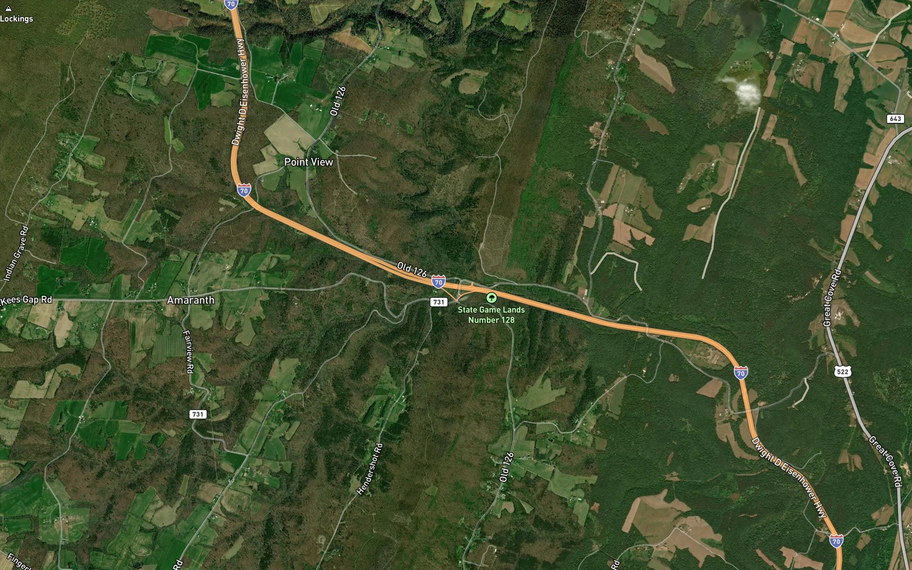 Satellite map of the Indian Grave Run