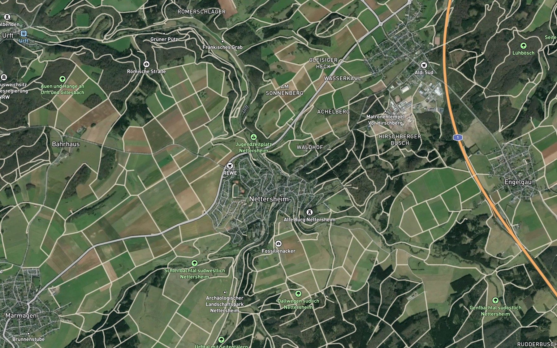 Satellite map of the Genfbach