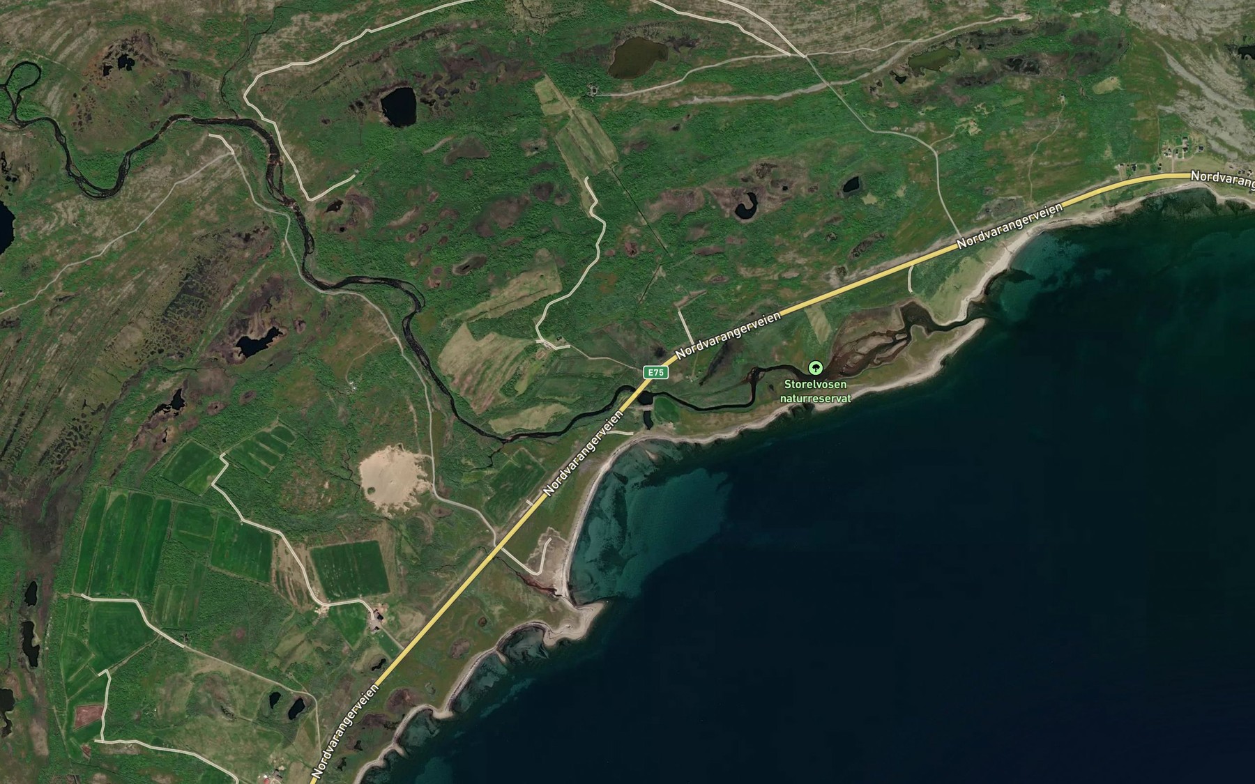 Satellite map of the Storelva