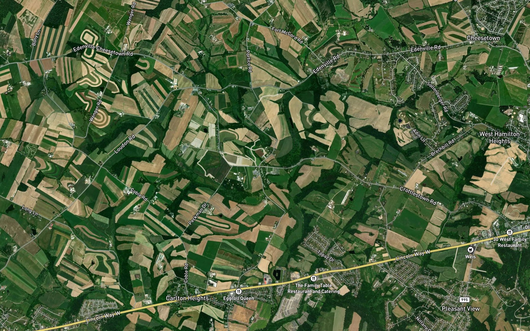 Satellite map of the Dennis Creek