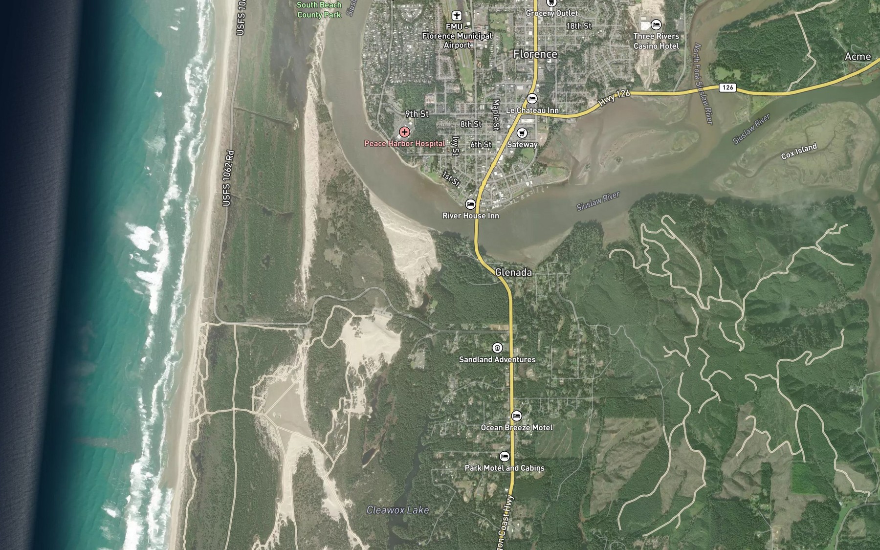 Satellite map of the Barrette Lake