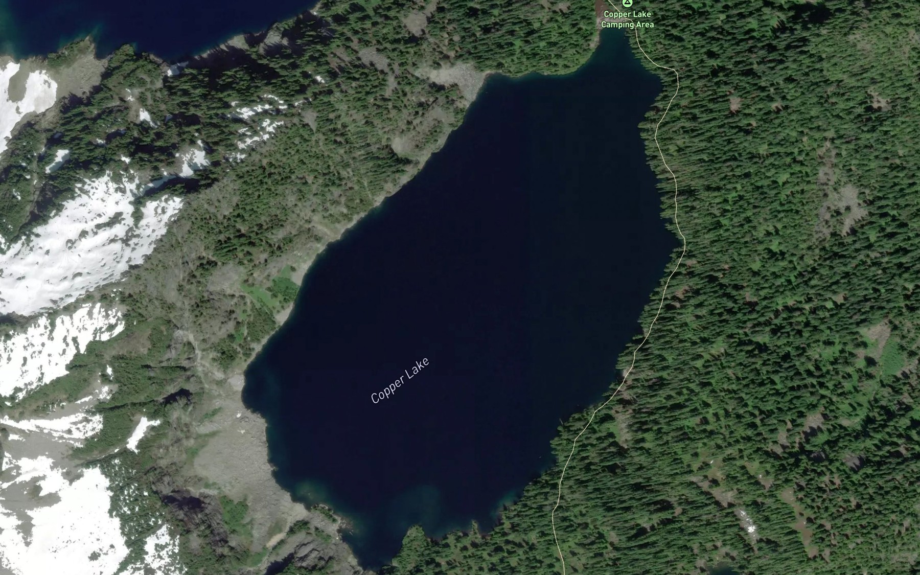 Satellite map of the Copper Lake