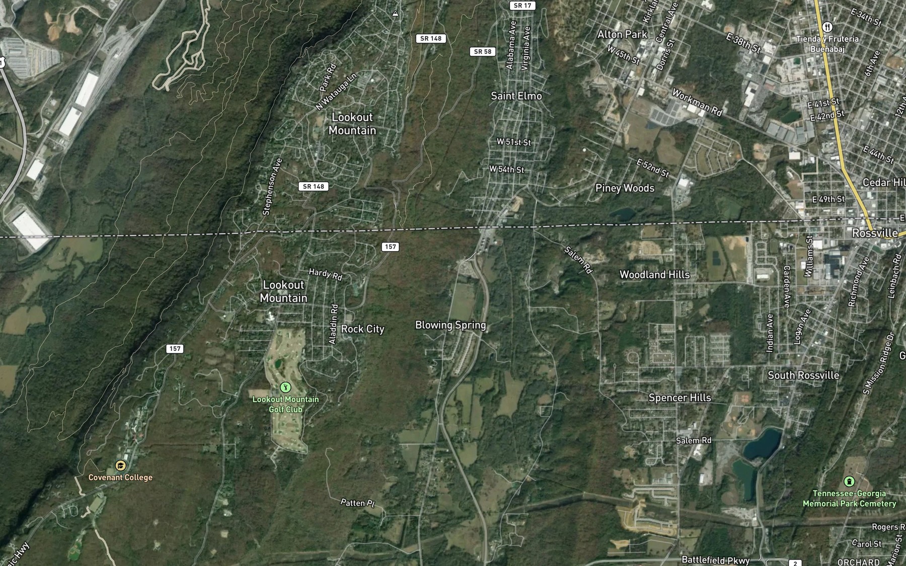 Satellite map of the Blowing Spring