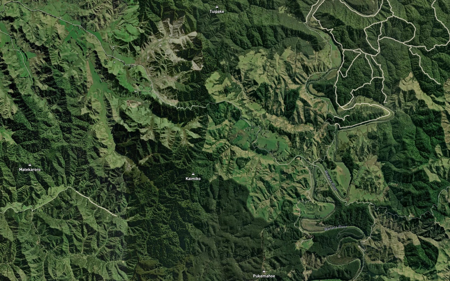 Satellite map of the Kairoa Stream