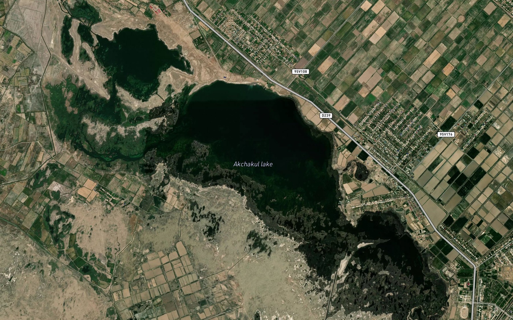 Satellite map of the Aqshako`l Ko`l